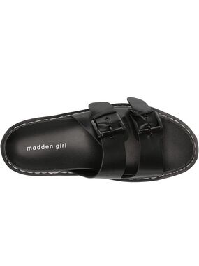 Madden Girl Black Double-Buckle Slide Sandal